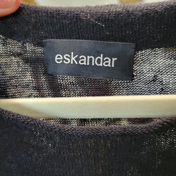 Eskandar Original Black Lightweight Linen/Cotton Blend Knit Top - Picture 5 of 5